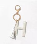 Tasseled Initial Key Chain, White