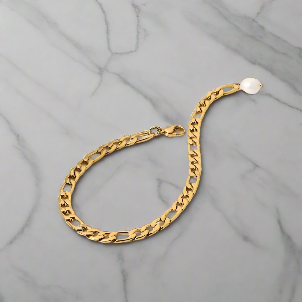 Cuban Link Pearl Anklet - Demuura