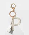 Tasseled Initial Key Chain, White