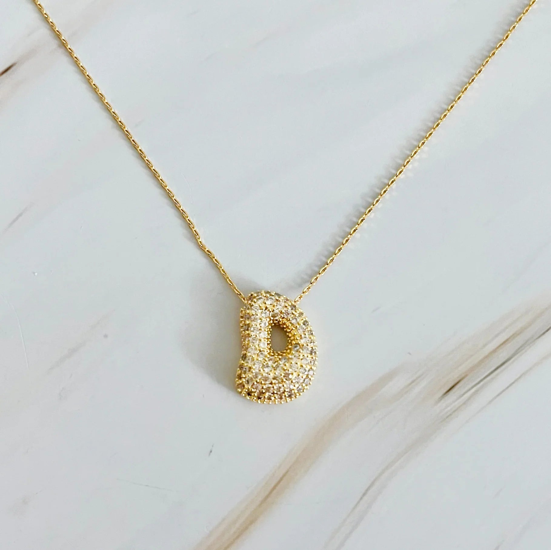 Crystal Bubble Initial Necklace