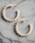 Pearl Deco Hoop Earrings - Demuura