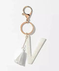 Tasseled Initial Key Chain, White