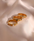 18K Gold Plated Green Zircon Pearl Rings for Women Waterproof Hypoallergenic Dainty Gold Ring Stainless Steel Jewelry