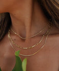 Uworld Vintage 18K Gold Plated Paperclip Box Chain Layered Necklace Stainless Steel Link Chain Triple Layer Necklace for Girls