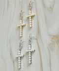 Pearl Cross Dangle Earrings