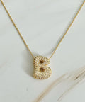 Crystal Bubble Initial Necklace