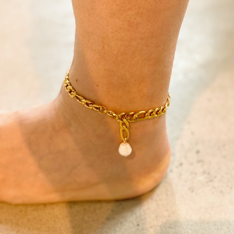 Cuban Link Pearl Anklet - Demuura