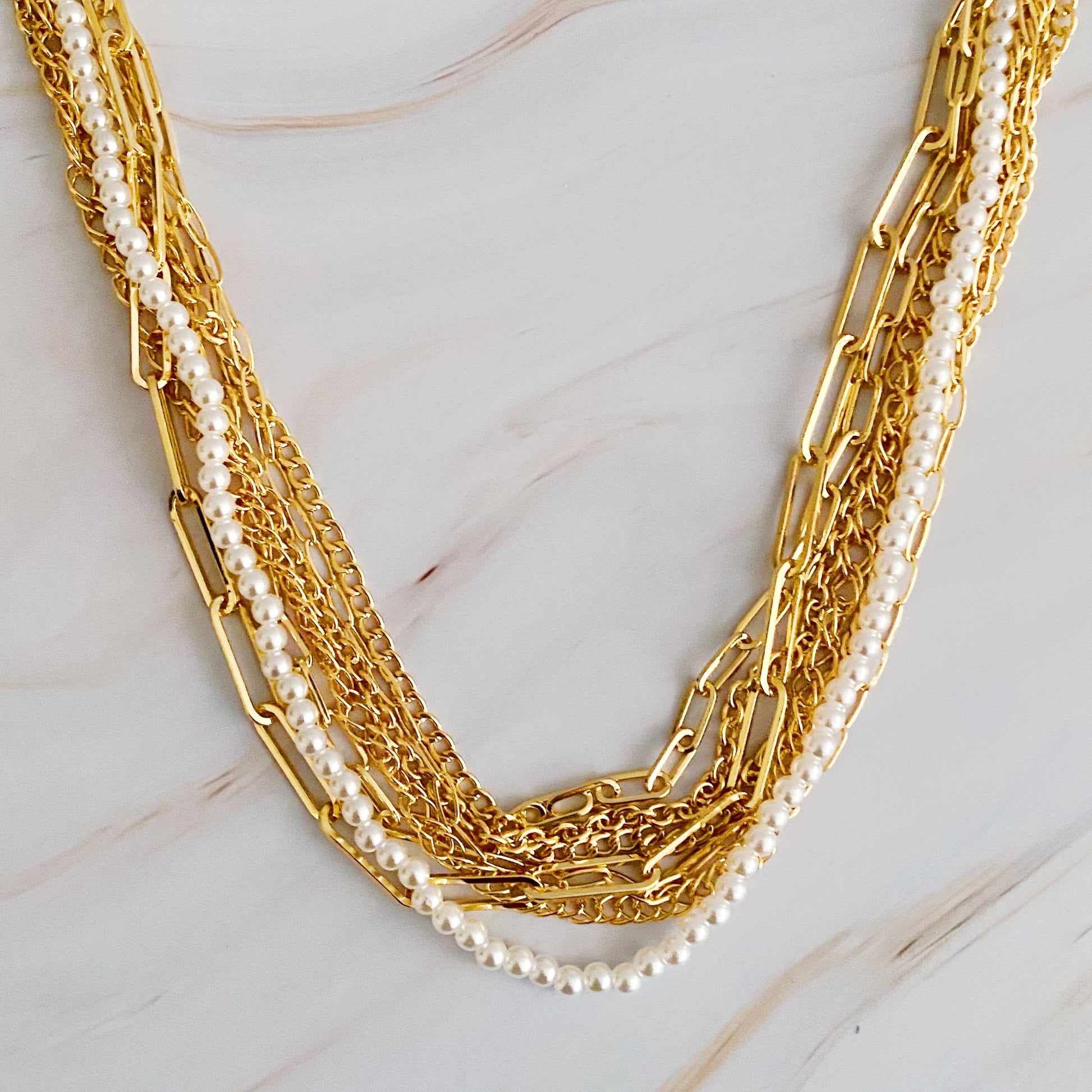 Multi Chain Pearl Necklace - Demuura