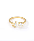 Zircon Initial A-Z Letter Rings for Women Stainless Steel Adjustable Opening Ring Name Alphabet Female Wedding Jewelry Gift